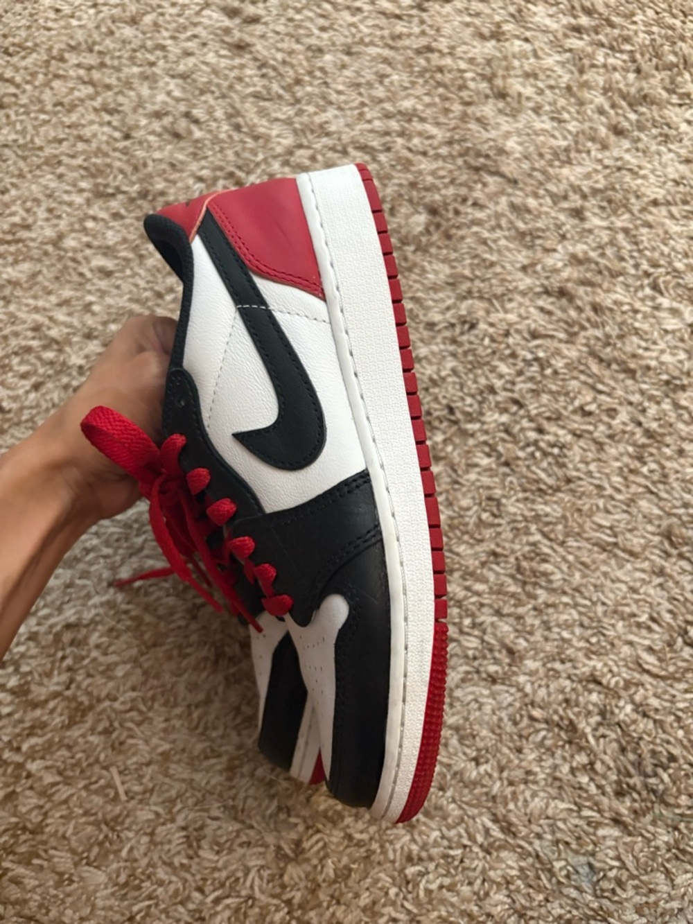 Nike Black White Red Low-Top Sneaker with Red Laces